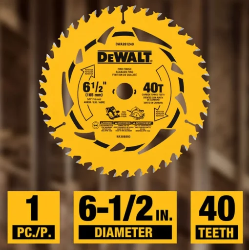 DeWalt 6-1/2" 40T Circular Saw Blade DWA261240