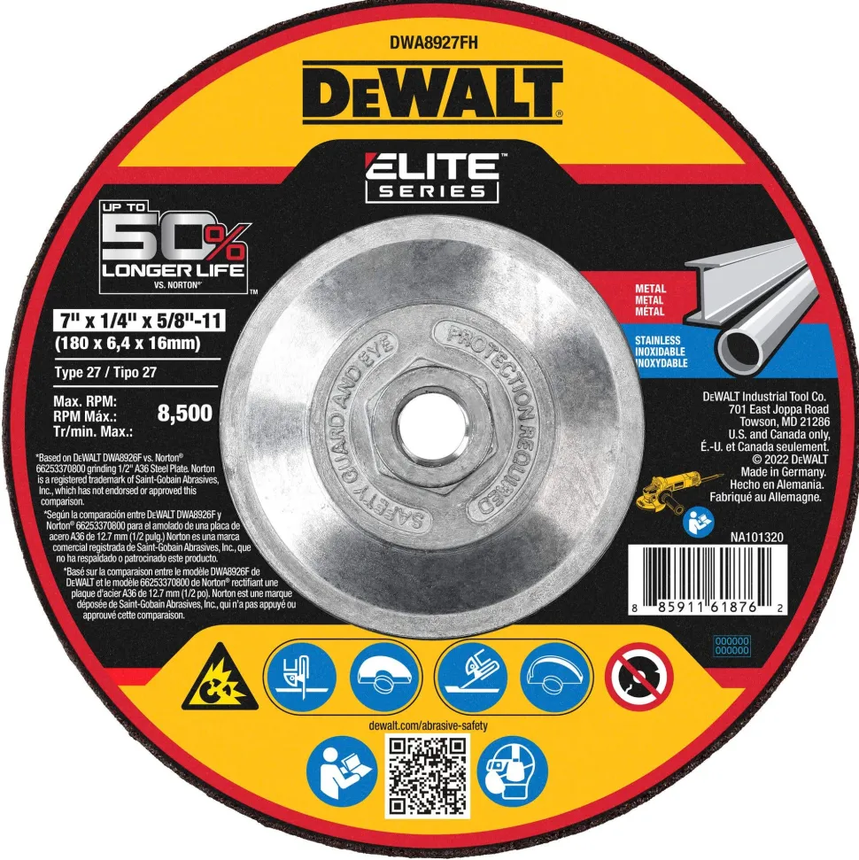 DeWalt ELITE 7" x 1/4" x 5/8"-11 Grinding Wheels DWA8927FH