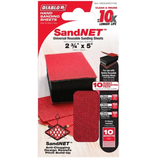 Diablo 2-3/4" x 5" SandNET Reusable Sanding Sheet Drywall Pack DND234ASTD10N
