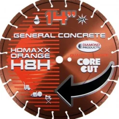 Diamond Products 12" x .125" HD MAXX Orange Wet/Dry High Speed Blade H8H Concrete 1" Arbor 53734