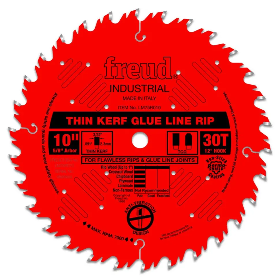 Freud Diablo 10" 30 Tooth Industrial Thin Kerf Glue Line Ripping Blade LM75R010