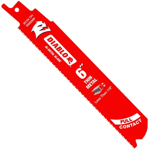Freud Diablo 6" Bi-Metal Recip Blade for Thin Metal (Less than 1/8") (5-Pack) DS0620BF5