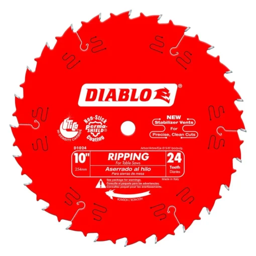 Freud Diablo 10" 24-Tooth Wood Ripping Circular Saw Blade D1024X