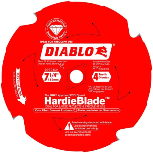 Freud Diablo 7-1/4" x 4 Tooth (PCD) Fiber Cement HardieBlade D0704DHA