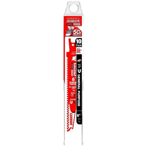 Freud Diablo Blades 6" Demo Demon Carbide General Purpose Recip (10-Pack) DS0609CGP10