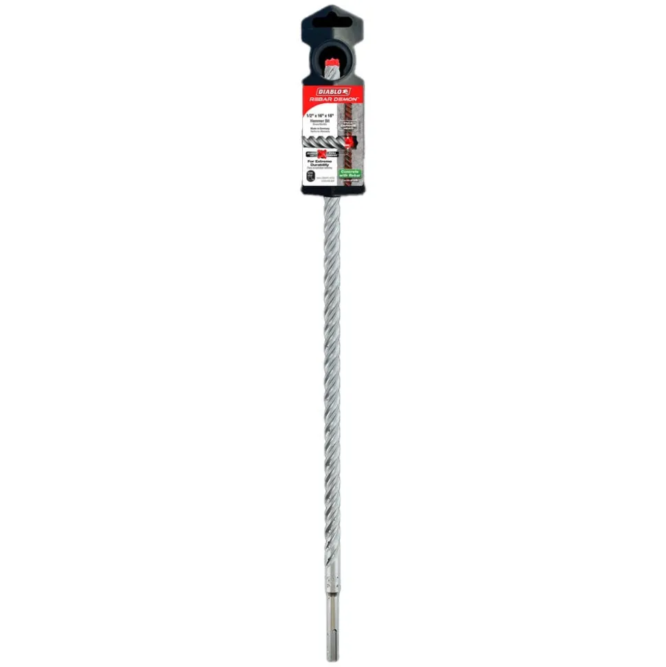 Freud Diablo Blades 1/2" x 6" x 8" Rebar Demon SDS-Plus 4-Cutter Full Carbide Head Hammer Drill Bit (25 Pack) DMAPL4185-P25