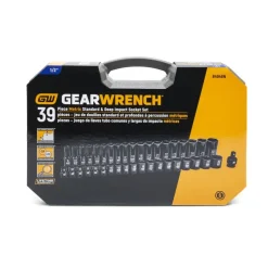 Gearwrench 39 Piece 1/2" Metric Standard & Deep Impact Socket Set 84948N