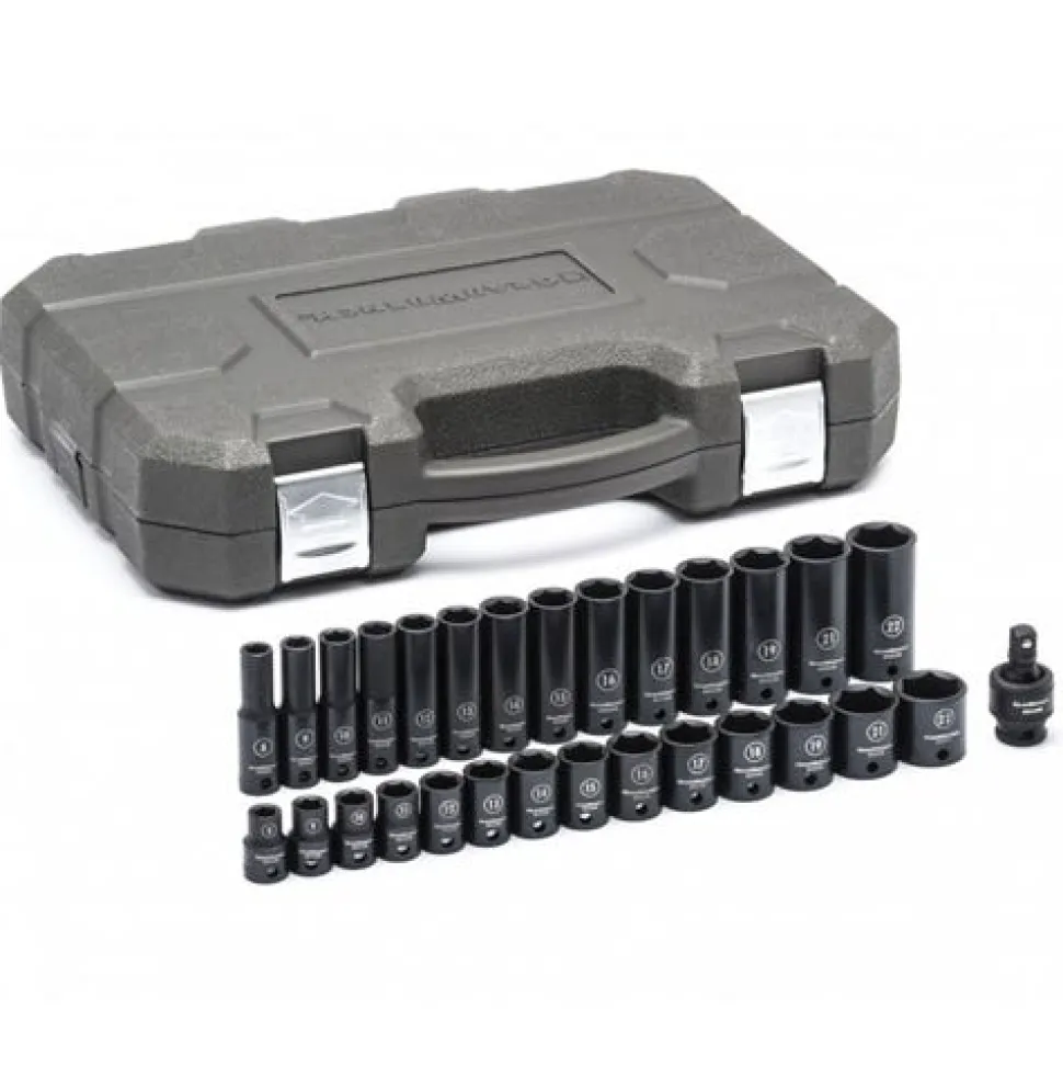 Gearwrench 29 Piece 3/8" Metric Standard & Deep Impact Socket Set 84925N