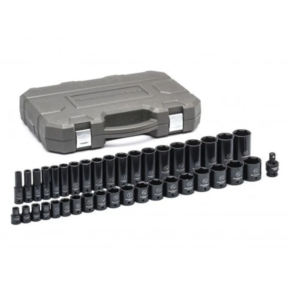 Gearwrench 39 Piece 1/2" SAE Standard & Deep Impact Socket Set 84947N