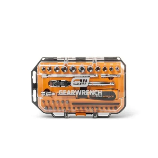 Gearwrench Tools 39 Piece 1/4" Drive MicroDriver Set with 120XP Locking Flex Head Ratchet and Stubby Sockets GWMBS39XPS