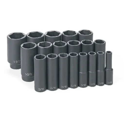 Grey Pneumatic 19 Piece 1/2" Drive Deep Length Impact Set (SAE) 1319D
