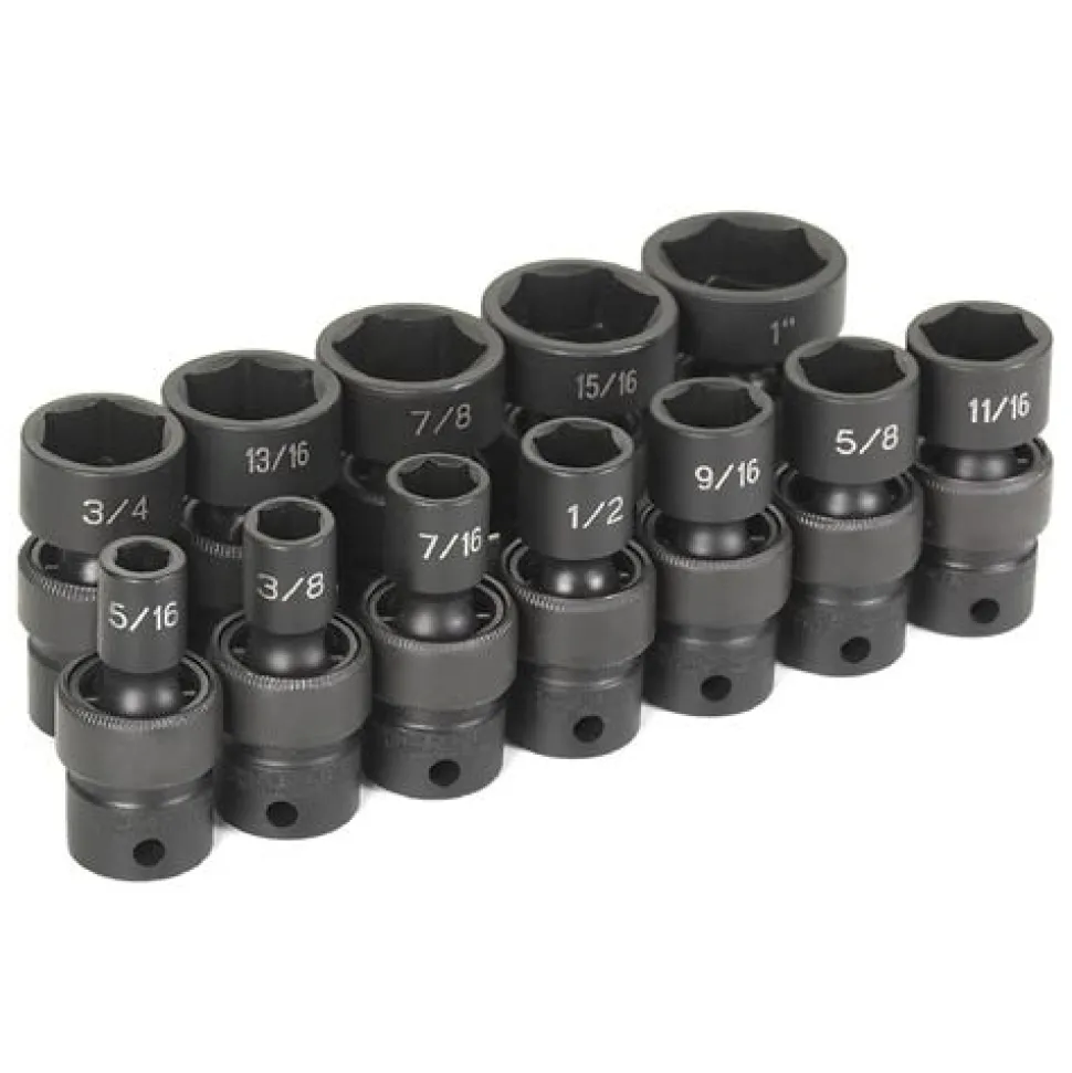 Grey Pneumatic 12 Piece 3/8" Drive 6-Point Standard Length Impact Socket Set (SAE) 1212U
