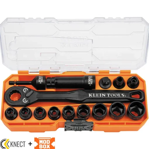 Klein KNECT 8-1/2" Drive Impact-Rated Pass Through Socket Set, 15-Piece 65400