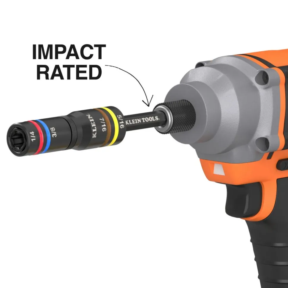 Klein Tools KNECT™ Quad-16 Heavy-Duty Impact Flip Sockets, SAE and Metric, 4-Piece 654QS