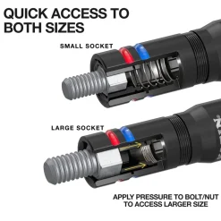Klein Tools KNECT™ Quad-24 Heavy-Duty Impact Flip Sockets, SAE and Metric, 6-Piece 656QS