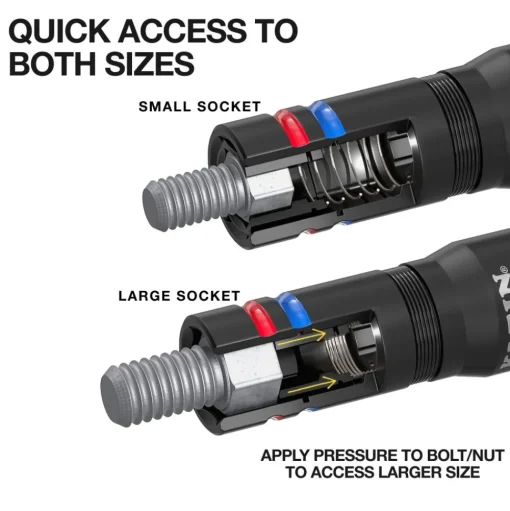 Klein Tools KNECT™ Quad-24 Heavy-Duty Impact Flip Sockets, SAE and Metric, 6-Piece 656QS