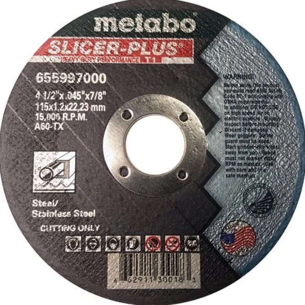 Metabo Type 1 Slicer Plus A60TX 4-1/2" x .045" x 7/8" Cutting Wheel 655997000