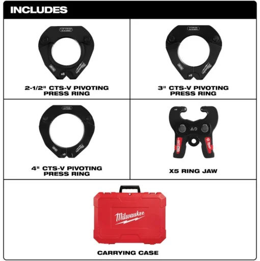 Milwaukee 2-1/2" - 4" CTS-V Pivoting Press Ring Kit for M18 FORCE LOGIC Press Tools 49-16-2690X