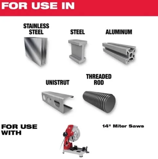 Milwaukee 14" 72 Tooth 1" Arbor Circular Saw Metal & Stainless Cutting Blade 48-40-4505