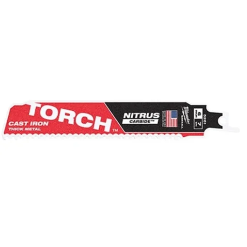 Milwaukee 6" 7 TPI NITRUS Carbide CAST IRON Torch Sawzall Blade (Each) 48-00-5261