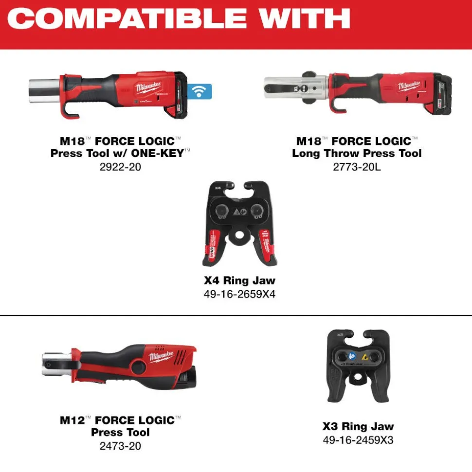 Milwaukee 1-1/4" CTS-V Pivoting Press Ring for M18 & M12 FORCE LOGIC Press Tools 49-16-2653X