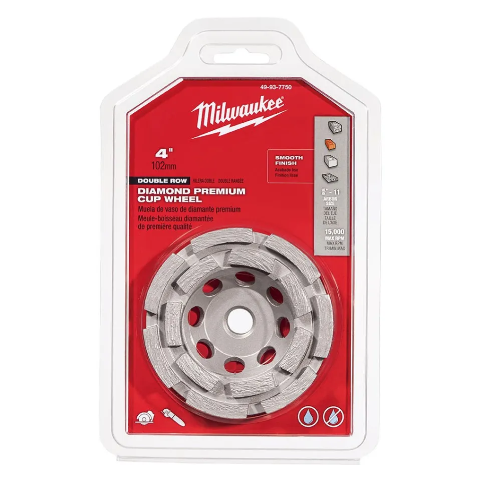 Milwaukee 4" Diamond Cup Wheel Double Row 49-93-7750
