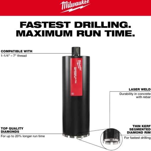 Milwaukee 12" Diamond Ultra Wet Core Bit 48-17-5120