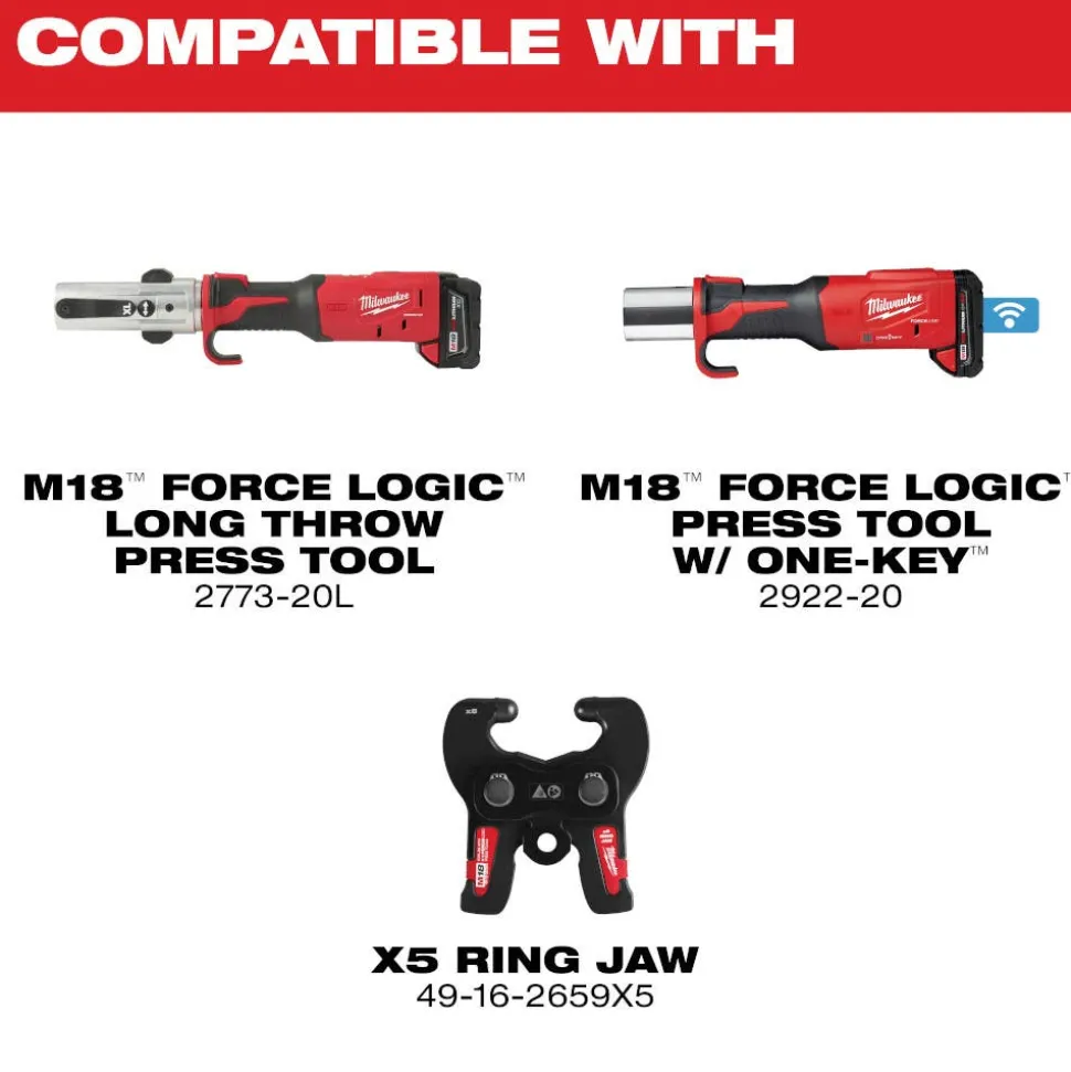 Milwaukee 1-1/2" IPS-P Black Pipe Pivoting Press Ring for M18 FORCE LOGIC Press Tools 49-16-2654BX