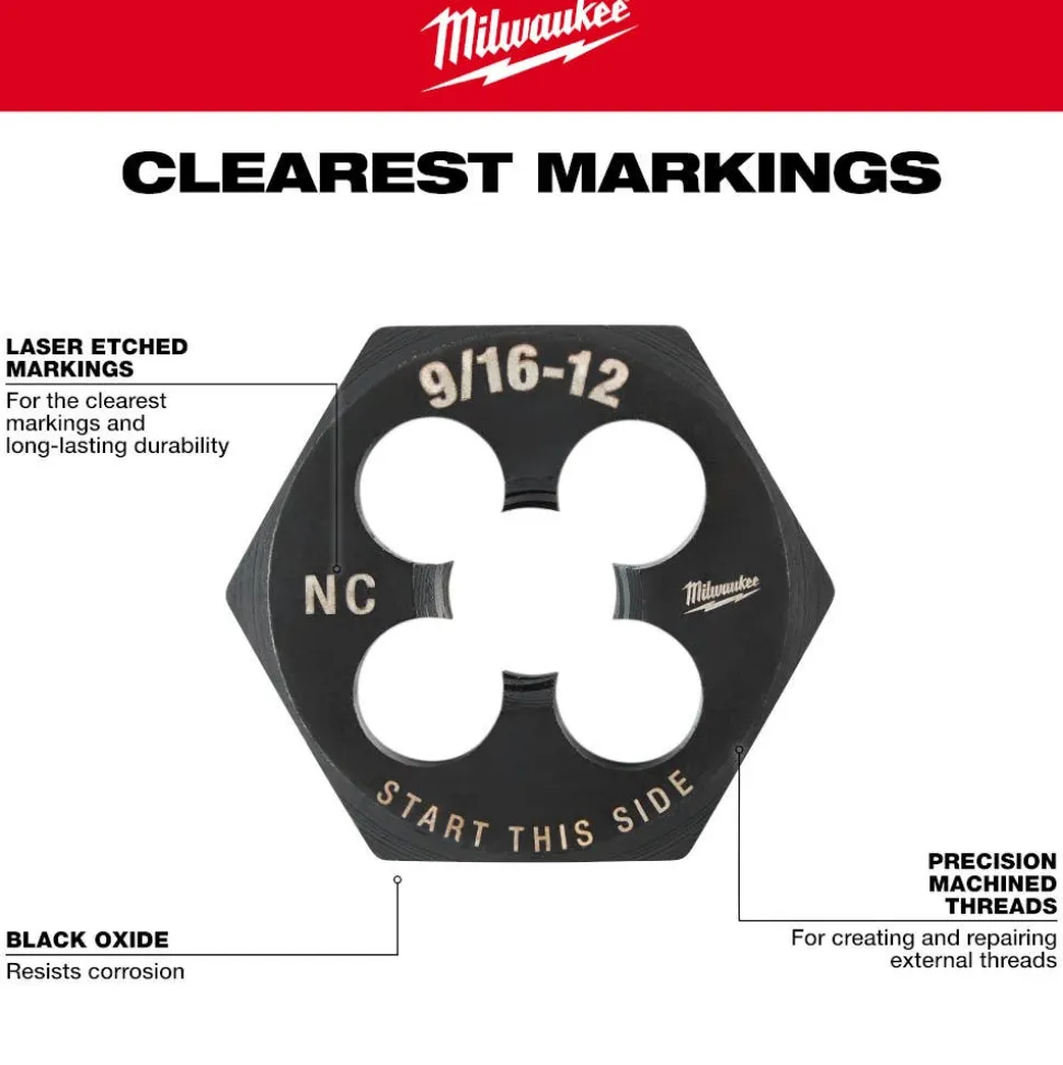 Milwaukee 5/8"-11 NC 1-7/16" Hex Threading Die 49-57-5369