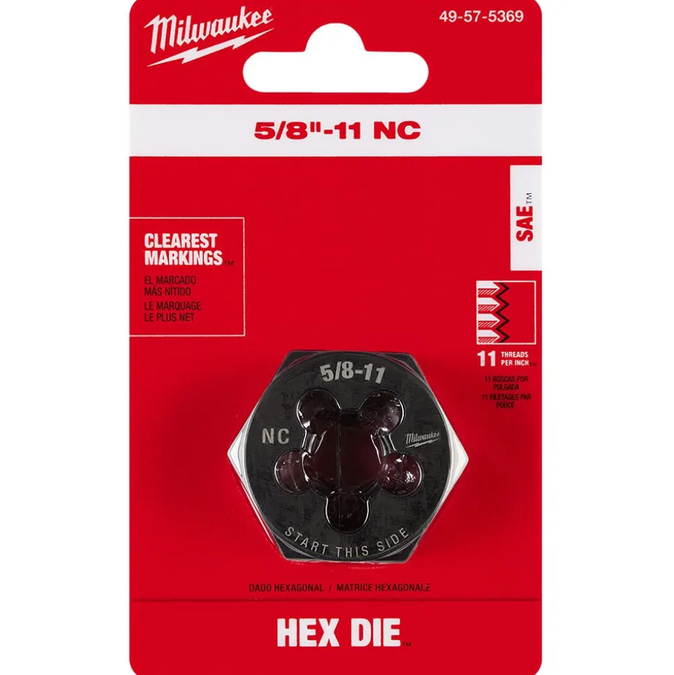 Milwaukee 5/8"-11 NC 1-7/16" Hex Threading Die 49-57-5369