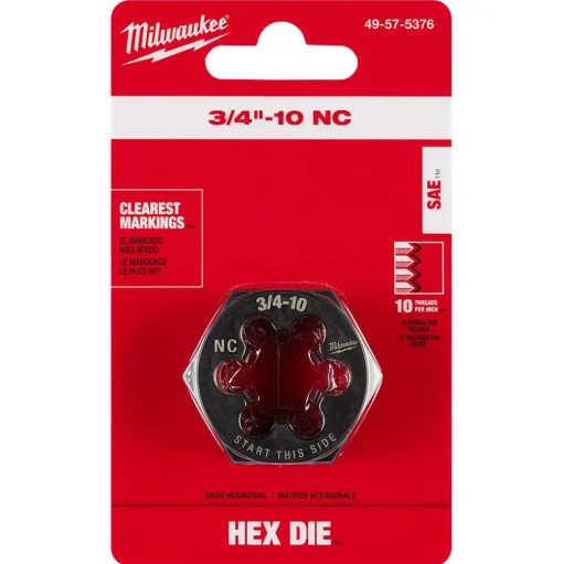 Milwaukee 3/4"-10 NC 1-7/16" Hex Threading Die 49-57-5376