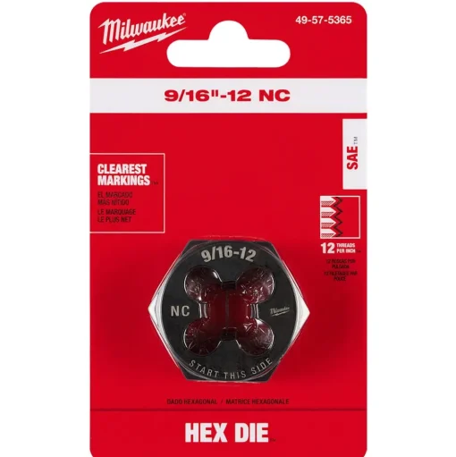 Milwaukee 9/16"-12 NC 1-7/16" Hex Threading Die 49-57-5365