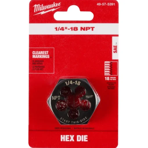 Milwaukee 1/4"-18 NPT 1-7/16" Hex Threading Die 49-57-5391