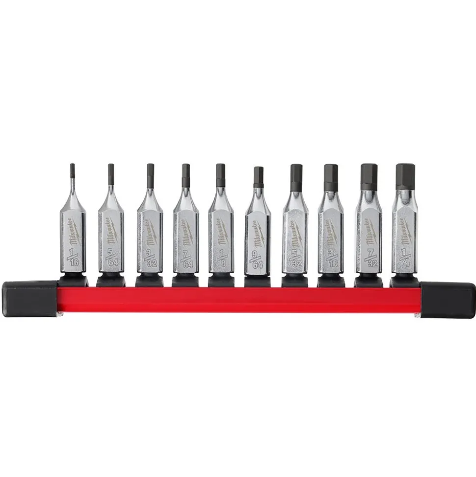 Milwaukee 10 Piece 1/4" Drive Hex Bit Socket Set - SAE 48-22-9540