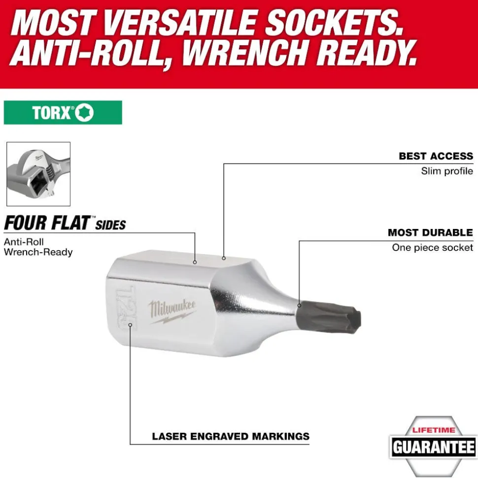 Milwaukee 6 Piece 1/4" Drive TORX Bit Socket Set 48-22-9530