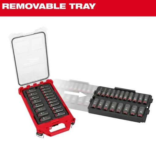 Milwaukee 19 Piece SHOCKWAVE Impact Duty 3/8" Drive Metric PACKOUT Deep Socket Set 49-66-6801