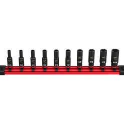 Milwaukee 10 Piece Shockwave Impact Duty 1/4" Drive SAE Deep 6 Point Socket Set 49-66-7001