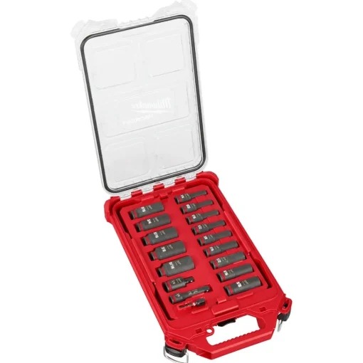 Milwaukee 17 Piece SHOCKWAVE Impact Duty 3/8" Drive SAE PACKOUT Deep Socket Set 49-66-6800