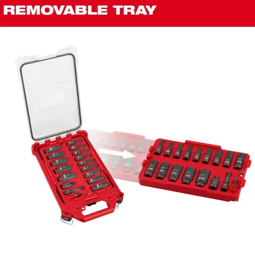 Milwaukee 17 Piece SHOCKWAVE Impact Duty 3/8" Drive SAE PACKOUT Deep Socket Set 49-66-6800