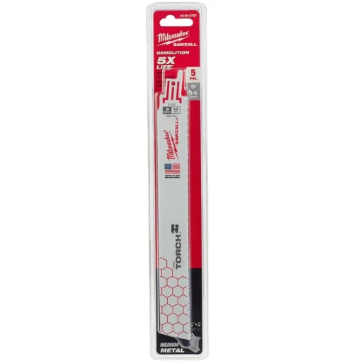 Milwaukee 9" Sawzall Blades 14 TPI Torch (5 Pack) 48-00-5787