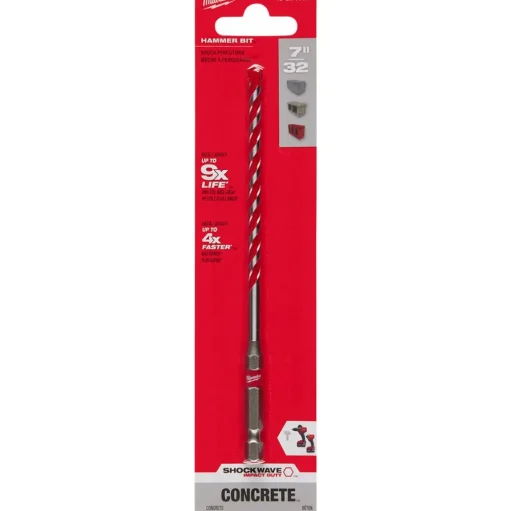 Milwaukee 7/32" x 4" x 6" SHOCKWAVE Impact Duty Carbide Hammer Drill Bit 48-20-9009