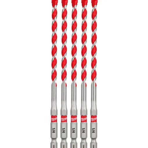 Milwaukee 1/4" x 4" x 6" SHOCKWAVE Impact Duty Carbide Hammer Drill Bits - Bulk 5 PK 48-20-9162
