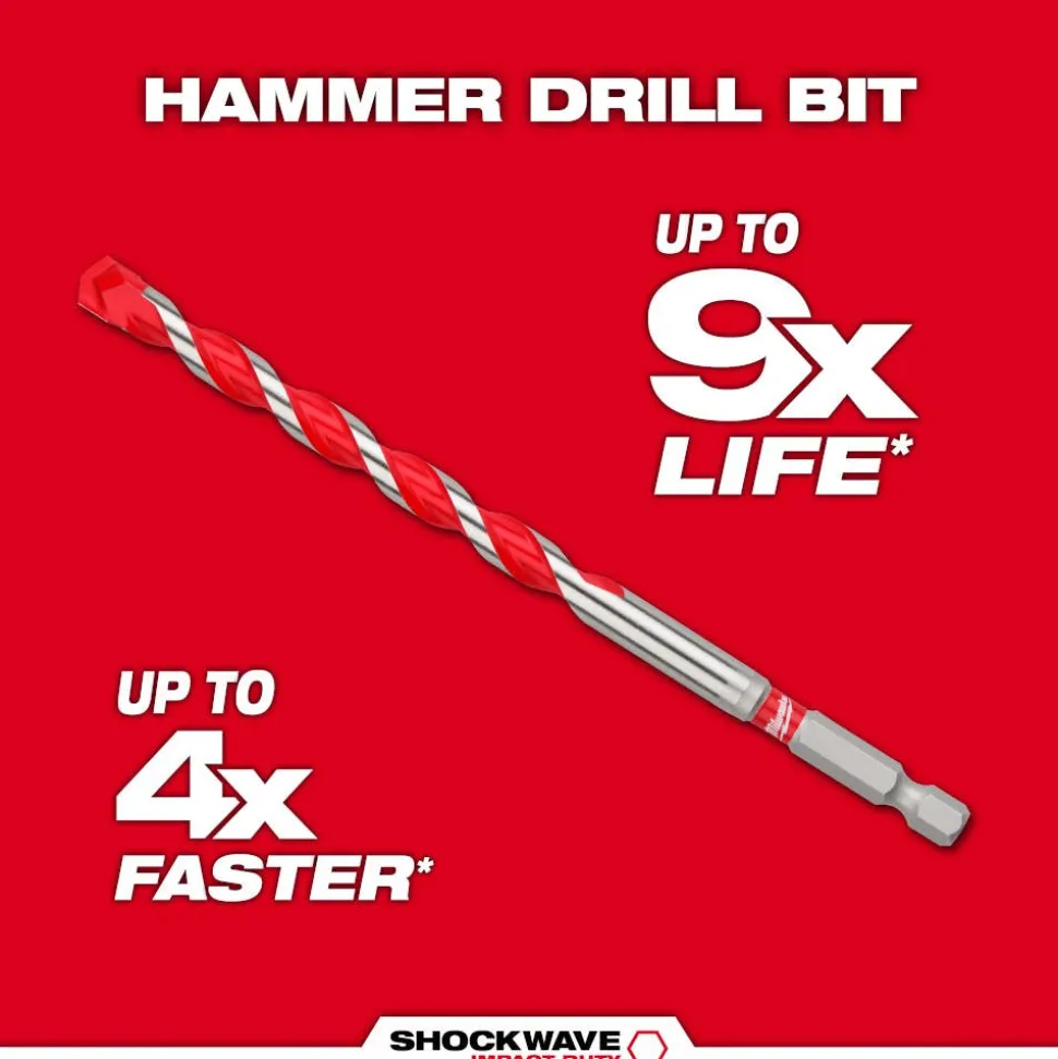Milwaukee 5/32" x 4" x 6" SHOCKWAVE Impact Duty Carbide Hammer Drill Bits - Bulk 5 PK 48-20-9155