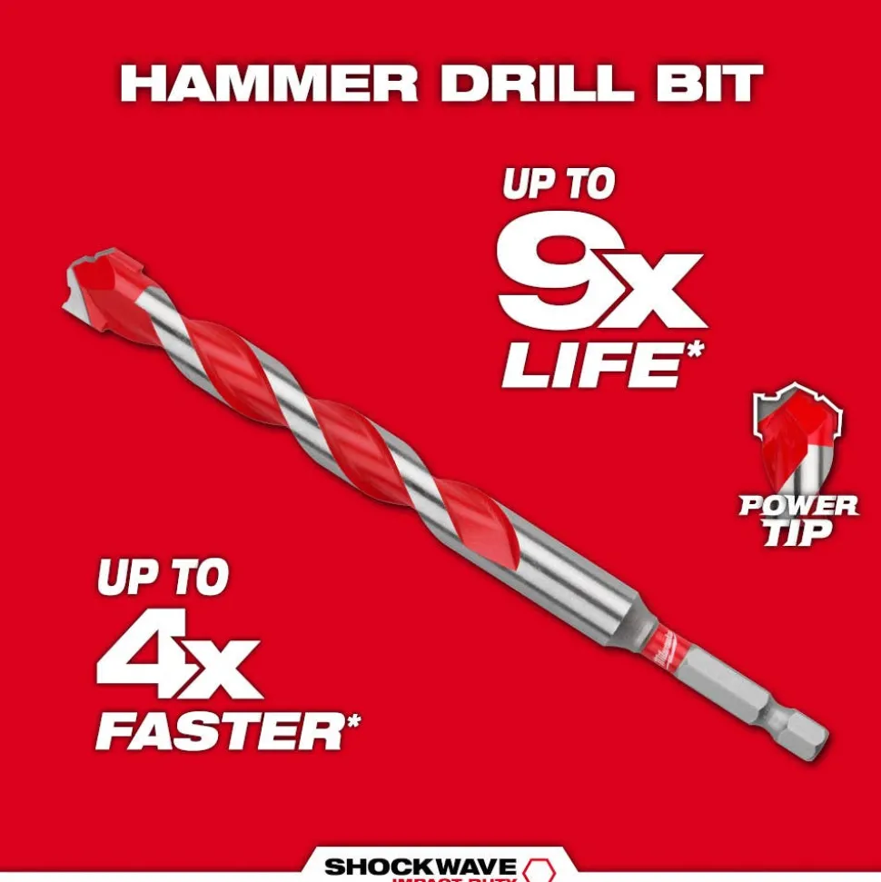 Milwaukee 1/2" x 4" x 6" SHOCKWAVE Impact Duty Carbide Hammer Drill Bit with POWER TIP 48-20-9030