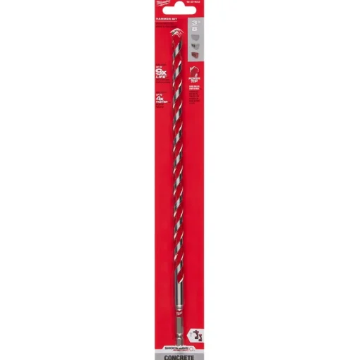 Milwaukee 3/8" x 10" x 12" SHOCKWAVE Impact Duty Carbide Hammer Drill Bit with POWER TIP 48-20-9022