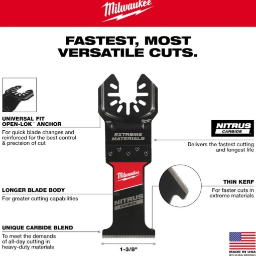 Milwaukee NITRUS CARBIDE Extreme Materials Universal Fit OPEN-LOK Multi-Tool Blade 10PK 49-25-1579