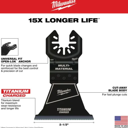 Milwaukee OPEN-LOK 2-1/2" TITANIUM CHARGED Bi-Metal Multi-Material Multi-Tool Blades 25PK 49-25-1248