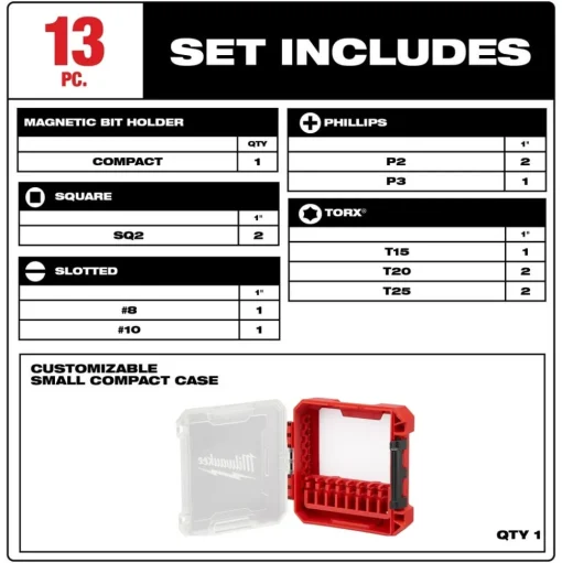 Milwaukee SHOCKWAVE Impact Duty Driver Bit Set - 13 Piece 48-32-4035