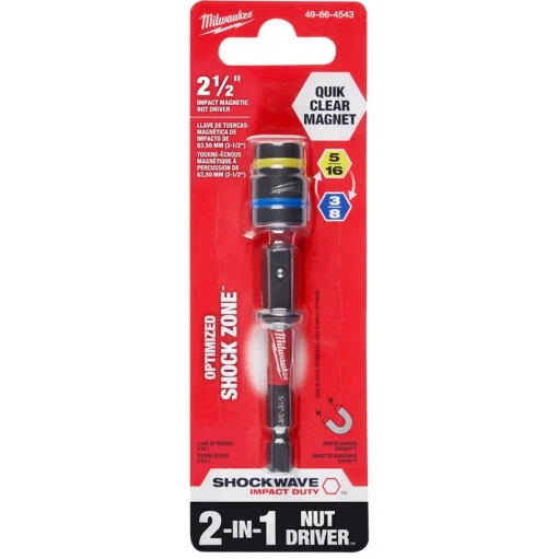 Milwaukee SHOCKWAVE Impact Duty 5/16" and 3/8" x 2-1/2" QUIK-CLEAR 2-in-1 Magnetic Nut Driver 49-66-4543