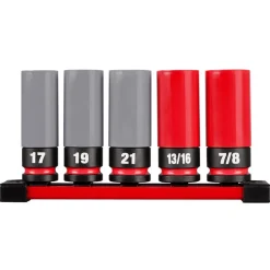 Milwaukee SHOCKWAVE Impact Duty 1/2" Drive SAE & Metric 5 Piece Lug Nut Wheel Socket Set 49-66-7831